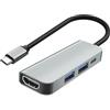 MEIRIYFA Adattatore USB C Hub 4 in 1 multiporta con HDMI 4K, 100 W PD USB-C, 2 porte USB 3.0 5 Gbps, USB 3.0 4 porte splitter Expander per PC, desktop, laptop, flash drive, tastiere