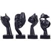oliruim Set di 4 statuette nere astratte, scultura moderna design per soggiorno, oggetti decorativi per casa, decorazioni libreria, statuette per scaffale, scrivania e tavolino (Nero)