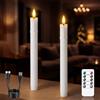 Zevanor Candele LED ricaricabili senza fiamma a batteria con temporizzazione a distanza, Confezione da 2 candele tremolanti di plastica bianca da 2,2 cm x 25 cm (cavo di ricarica USB incluso)