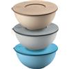 GUZZINI Set 3 Contenitori Ermetici con Coperchio D 16 Cm Celeste, Grigio Beige