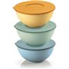 GUZZINI Set 3 Contenitori Ermetici con Coperchio D 16 Cm Verde, Giallo Azzurro