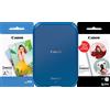 Canon Stampante fotografica portatile a colori Canon Zoemini 2, blu marino + Carta fotografica ZINK™ 5 x 7,6 cm (20 fogli) + Carta adesiva circolare ZINK™