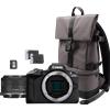Canon Fotocamera mirrorless Canon EOS R50, nera + obiettivo RF-S 18-45mm F4.5-6.3 IS STM + zaino + scheda SD + batteria aggiuntiva