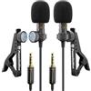 PowerDeWise Set di microfoni lavalier professionali di grado 2 per doppia intervista, doppio microfono lav, perfetto come microfono per blog, vlog, interviste, per iPhone