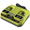 Ryobi Caricabatterie Originale 18V ONE+ Doppia Porta, Ricarica 2 Batterie Simultanee, 4.0A / 2.0A, Tecnologia IntelliPort, Indicatore LED, RC18240