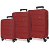 Roll Road Flex Set di Bagagli Bordeaux 52x75x30 cm Rigido ABS Chiusura a Combinazione Laterale 186L 9.5 kg 4 Doppie Ruote Bagaglio a Mano