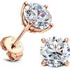 SLLAISS Orecchini Uomo Moissanite Argento 925 Diamante Orecchino Punto Luce Uomo Oro Bianco 18k Ipoallergenici Piccoli per Donna Orecchini Argento Sterling 925 Brillante Solitario 6.5 mm, Oro Rosa