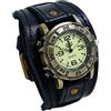JewelryWe - Orologio da Polso Punk Cinturino in Pelle da Uomo/Donna Colore Nero