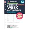 NBplanner Ricarica per diario accademico 2026-2027, formato A5, settimana su due pagine, a righe, inserto di ricarica