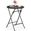 Relaxdays Tavolo da Campeggio Pieghevole, HxD: 75 x 60 cm, Tavolino in Plastica Rotondo, Posto per 4 Persone, Nero