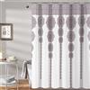 Lush Decor Tenda da doccia con medaglione a strisce, colore viola, 170 cm
