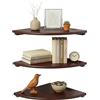 Relaxdays Mensola angolare, A x L x P: 3 x 25 x 25 cm, Noce Scuro, Soggiorno, Decorazione, Portata: 5 kg, sospesa