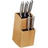 Relaxdays Ceppo Coltelli in bambù, Portacoltelli con Setole, Universale, Blocco Vuoto, Portautensili Cucina, Naturale