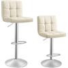 SONGMICS Set di 2 Sgabelli da Bar, Sedie Girevole Regolabili in Altezza con Rivestimento in PU, Sedie da Cucina con Schienale e Poggiapiedi, Sala da Pranzo, Bancone, Acciaio, Beige Sabbia LJB064K03