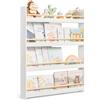 SONGMICS Libreria Montessoriana per Bambini, Scaffale per Giocattoli a 4 Ripiani, Libreria da Parete, Mobile per Cameretta Stanza dei Giochi, Bianco e Naturale GKR014W01