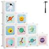 SONGMICS Scaffale Portaoggetti per Bambini con 10 Cubi, Portagiochi ad Incastro, Mobile Cameretta in Plastica, Organizzatore Modulare per Abiti Scarpe Zainetti, 123 x 31 x 123 cm, Bianco LPC903W01