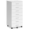VASAGLE Cassettiera da Ufficio a 7 Cassetti, Mobile con Ruote per Documenti, Mobiletto Porta Stampante, Guide per Cassetti senza Viti, Studio, Bianco Nuvola OFC085WB02