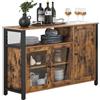 VASAGLE Credenza, Mobile da Cucina, Mobile Contenitore, con 3 Ante, per Soggiorno, Cucina, Sala da Pranzo, 33 x 110 x 75 cm, Stile Country, Marrone Vintage e Nero LSC096B01