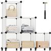 SONGMICS Scaffale a 6 Cubi, Organizzatore Modulare, Portaoggetti in Plastica con Piedini, Scarpiera, Cubo 30 x 30 x 30 cm, Soggiorno, Camera da Letto, Martello di Gomma, Bianco LPC111S