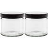 mikken - Set di 2 barattoli in vetro da 250 ml con tappo a vite e etichette