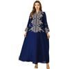 zhxinashu Abaya da Donna a Fiori, Abiti Musulmani per Donne, Kaftan Marocchino con Stampa Floreale, Completo Donna Elegante per Feste di Matrimonio, Celebrazioni del Ramadan (Blu, M)