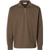 SELECTED MEN LS Half Sweat Slhrelaxluke-Felpa con Mezza Zip, Scaglie di Cioccolato, M Uomo