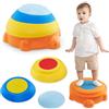 Mamabrum Percorso Psicomotricità Bambini, Tartaruga Colorata, 4 Pietre Equilibrio Antiscivolo in Plastica PP e TPE, Texture Sensoriali, Impilabili, Diametri 27-53 cm, Portata 100 kg, 3 Anni