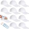 EUBSWA 10 Pezzi Berretto Graffiti Cappellini Baseball Per Compleanno Bambini Set Fai Da Te Da Dipingere Cappellini Baseball Bianchi