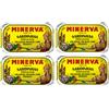 Minerva 4 x sardine portoghesi in olio d'oliva piccante con sottaceti Minerva 120 g P...