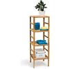 Relaxdays Scaffalle a Colonna in Legno, 4 Ripiani HLP 117x35,5x35,5, Mobile Universale per Bagno e Salotto, Naturale, Noce, Marrone, 1
