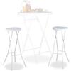 Relaxdays Sgabello Pieghevole, 80 cm, Sedia Alta senza Schienale da Bistrò, Plastica Resistente alle Intemperie, Bianco