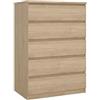 Dmora - Cassettiera Georgette, Settimino multiuso, Comò camera da letto, Mobile con cassetti, 77x50 h111 cm, Rovere