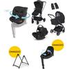 Foppapedretti Trio Tictoc con Ovetto Disk Recline, Seggiolino Disk Grow + Base Disk e Stand Elevo IN OMAGGIO Ebony