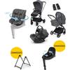 Foppapedretti Trio Tictoc con Ovetto Disk Recline, Seggiolino Disk Grow + Base Disk e Stand Elevo IN OMAGGIO Stone