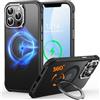 CUTELFON Custodia O3 Mag-Stand per iPhone 12 Pro Max con Supporto a 360°,[Compatibile con MagSafe][Eccezionalmente Delicata Sulla Pelle] Sottile Eopaca Magnetica Traslucida 6,7, Nero Opaco