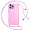 Pnakqil Cover per iPhone 16 Pro Max con Cordino, Custodia Ultra Sottile Silicone TPU Bumper con Laccio Collana Tracolla Regolabile, Antiurto AntiGraffio Fotocamera Protettiva Case, Viola