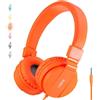 Onta, cuffie auricolari Gorsun leggere, cuffie pieghevoli con audio regolabile, cuffie per cellulari, smartphone, iPhone, computer portatili, MP3/4 Orange