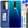 LUVSS Coperchio Copribatteria Scocca Vetro Posteriore Imposta per Xiaomi Redmi Note 8 PRO (Blu)