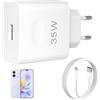 Kryolithm Caricabatterie rapido Supercharge da 35 W per Honor e Huawei con porta USB C e cavo USB C da 2 m e 5 A, adattatore da 22,5 W per caricabatterie portatile per Honor X8a X7a X6a Pad 8 Mate 20 10 P30.