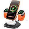 SwanScout Caricabatterie Doppio per Apple Watch 11/Ultra 3/SE 3, Caricatore Wireless per iPhone Air/17 Pro Max/17 Pro/17/16/15/14, Stazione Ricarica per Apple Watch 10/9/8/7/6/Airpods, SwanScout 709M (Black)