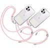 TBOC 2X Cordino Catenella Laccio Strap Porta Cover [Rosa Chiaro] con Toppa Plastica [Bianco Ice] per Telefono Cellulare Collo - Tracolla Catenina con Cordini da Cellulari Accessori Universale Laccetti