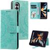 CASEONJAN Cover per Samsung Galaxy Z Fold 4, Pelle PU Custodia a portafoglio con scomparti per Slot Schede, Antiurto Flip Caso Cover per Samsung Z Fold 4 (Verde)