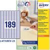 AVERY Etichetta adesiva L4731REV bianca rimovibili 25fg A4 25,4x10mm (189et/fg) laser