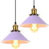 iDEGU 2 Pezzi Lampada a Sospensione Retrò 22cm Lampada da Soffitto Vintage in Metallo E27 Lampadario a Sospensione Moderno Stile Scandinavo Plafoniera per Soggiorno Cucina Camera Ristorante (Viola)