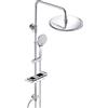 JOHO Colonna Doccia idromassaggio Colonna Doccia con Soffione Senza Miscelatore Set Doccia Completo Sistema Doccia a pioggia con Porta Ogetti Mensola Colonna in Acciaio INOX (D20cm Tondo)