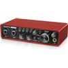 Jindaaudio Interfaccia audio USB per la registrazione di musica al computer (rosso), interfaccia audio per chitarra a 2 canali, streaming podcasting a 32 bit/192 kHz con alimentazione Phantom a 48 V