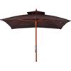Outsunny Ombrellone da Giardino 3x3m con 8 Stecche in Bamboo e Copertura Parasole a 2 Livelli, Marrone|Aosom