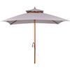 Outsunny Ombrellone da Giardino 3x3m con 8 Stecche in Bambù e Copertura Parasole a 2 Livelli, Grigio