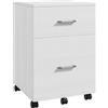HOMCOM Cassettiera da Scrivania con 2 Cassetti e Ruote, Archivio Mobile per Documenti A4 o Formato Letter, 39,5x39x58,5 cm, Bianco | Aosom Italy