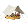 AIYAPLAY Sabbiera con Tetto, 4 Panche e Telo di Fondo per 8 Bambini da 3-8 Anni, per Esterno Giardino, in Legno, 214,5x214,5 cm, Giallo | Aosom Italy